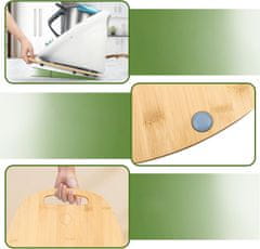 Nikcorp Bambusova klizna daska za kuhinjski robot, podloga za lakše pomicanje, s utorima i gumenim nogicama, prirodna boja bambusa