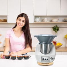 Nikcorp Bambusova klizna daska za kuhinjski robot, podloga za lakše pomicanje, s utorima i gumenim nogicama, prirodna boja bambusa