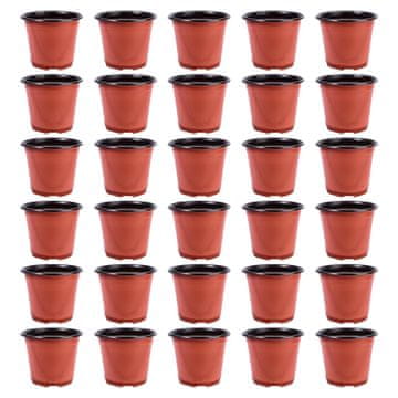 Nikcorp Tegle za sadnice i cvijeće, set 30 kom, izdržljiva plastika s drenažnim rupama za uzgoj biljaka, presadnica, smeđe 15 cm