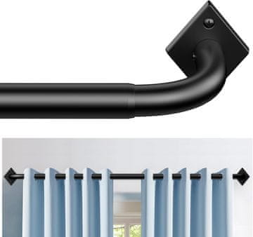 Nikcorp Podesiva karniša za zavjese za 99% zamračenje, teleskopska metalna šipka za teške zavjese, crna, 85-228 cm