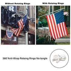 Nikcorp Aluminijski jarbol za zastavu, podesivi 40-150 cm, s rotirajućim prstenovima i nosačem, za zid, balkon, vrt, srebrni