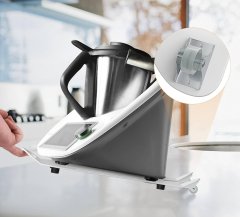 Nikcorp Klizna podloga za Thermomix TM5/TM6, zaštita vage i lako pomicanje, metalna s kotačićima i ručkom, bijela 41x27 cm
