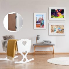 Nikcorp Drveni okvir za slike i dokumente, set 2 kom, za 150 A4 listova, s magnetskim zatvaranjem i elastičnim trakama, bijeli 33x24 cm