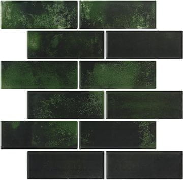 Nikcorp Samoljepljive zidne pločice 24 kom, 3D efekt cigle, vodootporne za kuhinju i kupaonicu, tamnozeleni mramor 30,5x30,5 cm