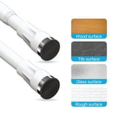 Nikcorp Teleskopska šipka za zavjesu za tuš 177-223 cm, nehrđajući čelik, bijela, montaža bez bušenja