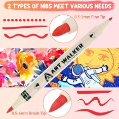 Nikcorp Akrilni markeri s dvostrukim vrhom za crtanje i slikanje, vodootporni, za kamen, drvo, staklo, platno, set 24 boje