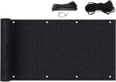 Nikcorp Balkonska zaštita za privatnost i zaštitu od vjetra, prozračna HDPE mreža 220g/m², s ušicama i vezicama, crna 75x300 cm