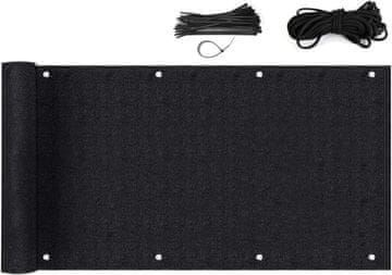 Nikcorp Balkonska zaštita za privatnost i zaštitu od vjetra, prozračna HDPE mreža 220g/m², s ušicama i vezicama, crna 75x300 cm