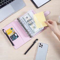 Nikcorp Planer za budžet A6 za upravljanje financijama, organizator s 12 vodootpornih omotnica i naljepnicama, PU koža, rozi