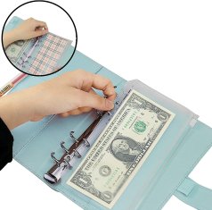 Nikcorp Planer za budžet A6, organizator za novac s 12 kuverti, rokovnik od PU kože za financije, plavi