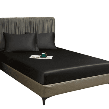 Nikcorp Plahta s gumicom od bambusa, svilenkasto glatka i prozračna za udoban san, s gumicom po cijelom rubu, crna 160x200x30 cm