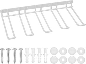 Nikcorp Zidni držač za bušilice i alate, 4 kuke, metalni organizator za garažu i radionicu, otporan na hrđu, bijeli