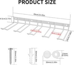 Nikcorp Zidni držač za bušilice i alate, 4 kuke, metalni organizator za garažu i radionicu, otporan na hrđu, bijeli