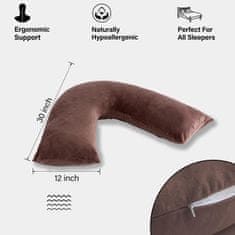 Nikcorp Jastuk u obliku slova V za ublažavanje bolova u vratu, ergonomski, od memorijske pjene, za spavanje i odmor, sivi 150x30cm