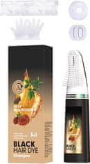 Nikcorp Šampon za bojanje kose s aplikatorom u obliku češlja, dugotrajna crna boja, brzo prekrivanje sijedih, za žene i muškarce, 200 ml