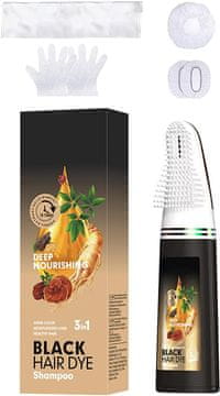 Nikcorp Šampon za bojanje kose s aplikatorom u obliku češlja, dugotrajna crna boja, brzo prekrivanje sijedih, za žene i muškarce, 200 ml