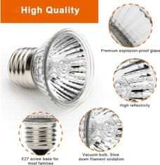 Nikcorp Set 4x grijaća žarulja za terarij 75W, UVA/UVB lampa za gmazove i vodozemce, E27 navoj, potiče sintezu D3 vitamina