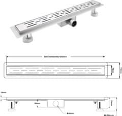 Nikcorp Tuš kanalica 100 cm od nehrđajućeg čelika za brzo odvajanje mokre i suhe zone, sa sifonom i filterom, mat saten