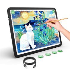 Nikcorp Svjetleća ploča LED A4 punjiva za crtanje i skiciranje, 6 razina svjetline, magnetski držač, 25,4 x 35,2 cm