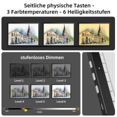 Nikcorp Svjetleća ploča LED A4 punjiva za crtanje i skiciranje, 6 razina svjetline, magnetski držač, 25,4 x 35,2 cm