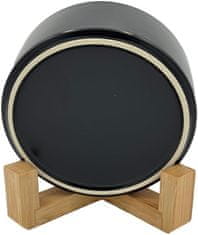 Nikcorp Keramička zdjela za pse i mačke sa stabilnim bambusovim postoljem, za hranu i vodu, periva u perilici, 480 ml, crna