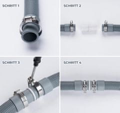 Nikcorp Univerzalno odvodno crijevo 2,5 m, set za produživanje za perilicu rublja i suđa, fleksibilno, s adapterom i obujmicama, bijelo