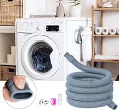 Nikcorp Univerzalno odvodno crijevo 2,5 m, set za produživanje za perilicu rublja i suđa, fleksibilno, s adapterom i obujmicama, bijelo