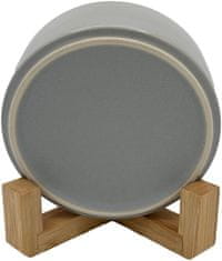 Nikcorp Keramička zdjela za pse i mačke s protukliznim bambus postoljem, 480 ml, za vodu i hranu, periva u perilici posuđa, siva