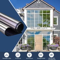 Nikcorp Zrcalna folija za prozore, samoljepljiva, termoizolacijska s UV zaštitom, za privatnost i kontrolu topline, 44,5x200 cm