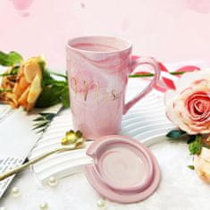 Nikcorp Poklon set za žene Pink Rose Spa za opuštanje, keramička šalica 400ml, mirisna svijeća, kugla i sol za kupanje, roza