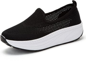 Nikcorp Ženske slip-on tenisice za trekking, fitness i teretanu, lagane i udobne, s potplatom od 3 cm, crne, veličina 41 EU