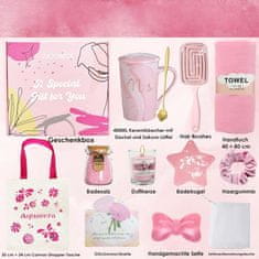 Nikcorp Poklon set za žene Pink Rose Spa za opuštanje, keramička šalica 400ml, mirisna svijeća, kugla i sol za kupanje, roza