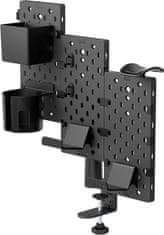 Nikcorp Stolna perforirana ploča za gaming opremu, rotacija 360°, modularni organizator s 9 dodataka, montaža bez bušenja, crna