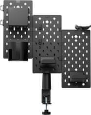 Nikcorp Stolna perforirana ploča za gaming opremu, rotacija 360°, modularni organizator s 9 dodataka, montaža bez bušenja, crna