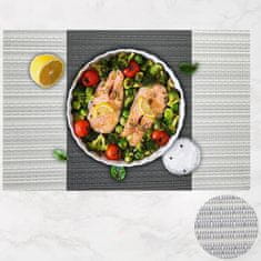 Nikcorp Podmetači za stol 4 kom, perivi i otporni na toplinu, PVC podlošci za blagovaonicu i kuhinju, sivo-bijeli 30x45 cm