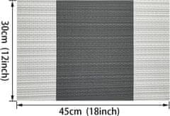 Nikcorp Podmetači za stol 4 kom, perivi i otporni na toplinu, PVC podlošci za blagovaonicu i kuhinju, sivo-bijeli 30x45 cm