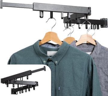 Nikcorp Zidno sušilo za rublje sklopivo, 127 cm, višenamjenska šipka za odjeću s 18 rotirajućih kuka, nosivost 30 kg, crno