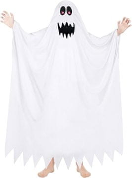 Nikcorp Kostim duh za djecu za Halloween, udoban i lagan za nošenje, idealan za maškare, karneval i cosplay, bijeli, vel. M 115-130 cm