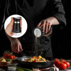 Nikcorp Set soljenka i papar, stakleni spremnici za začine s poklopcima od nehrđajućeg čelika, lako punjenje i čišćenje, crni