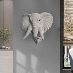 Nikcorp Zidna skulptura slona za sreću, ručno rađena 3D dekoracija za dom i vrt, smola, siva 20x9x21.5 cm