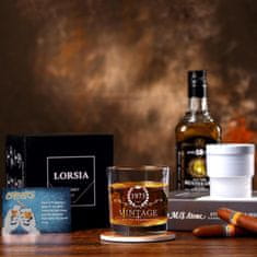 Nikcorp Poklon set čaša za viski s gravurom Godina 1973, kristalno staklo, kalup za led, podmetač, poklon kutija, 325 ml