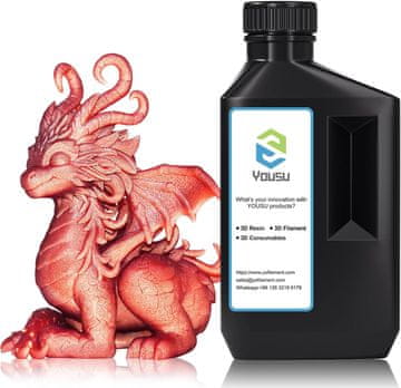 Nikcorp Smola za 3D printer, brzo stvrdnjavajuća, za LCD/DLP, visoka preciznost, nisko skupljanje, UV 405nm, metalik crvena, 1 kg