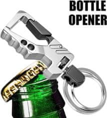 Nikcorp Privjesak za ključeve 2 kom, multifunkcionalni s karabinerom i otvaračem za boce, za auto i moto ključeve, srebrni