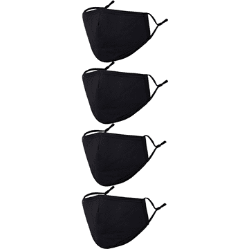 Nikcorp Zaštitne maske za lice perive, 4 kom, troslojne pamučne s podesivim vezicama, 3D ergonomski dizajn za odrasle, crne