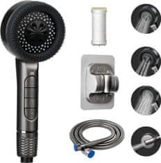 Nikcorp Tuš ručica visokotlačna s filterom za pročišćavanje vode, 4 načina rada i funkcijom pauze, crijevo 150 cm, crna