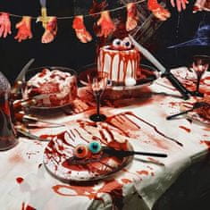 Nikcorp Girlanda za Halloween, set 2 kom, ukrasna zastavica s krvavim noževima i otiscima ruku, horor dekoracija za zabave, 2,4 m