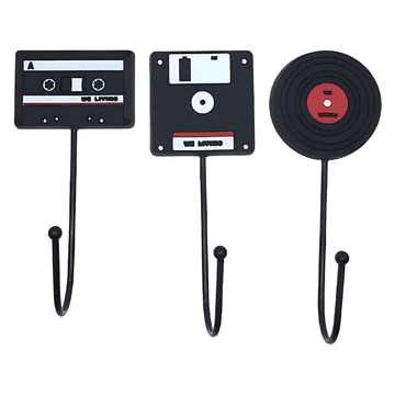 Nikcorp Samoljepljive zidne kukice metalne retro, 3 kom, bez bušenja, za ključeve, ručnike i dekoracije, crne, 4,6 x 12,8 cm