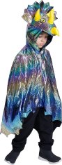 Nikcorp Dječji kostim dinosaur pelerina s kapuljačom za maškare, Halloween i rođendan, sjajni 3D efekt, veličina M/L (120-130 cm)