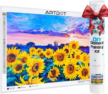 Nikcorp Set za slikanje dijamantima 5D, dijamantni vez za odrasle, DIY umjetnost, baršunasto platno, HD simboli, suncokreti, 35x40 cm