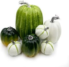 Nikcorp Umjetne Ukrasne Bundeve Set 7 kom, Pjenaste Dekoracije za Jesen i Halloween, za Stol i Interijer, Cijan i Bijela Boja